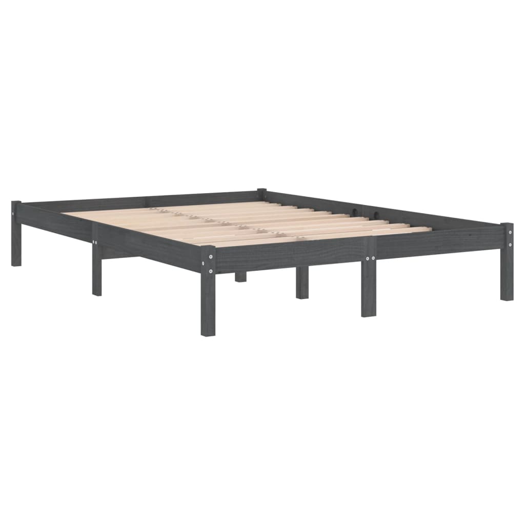 810029 vidaXL Bed Frame without Mattress Grey Solid Wood 160x200 cm