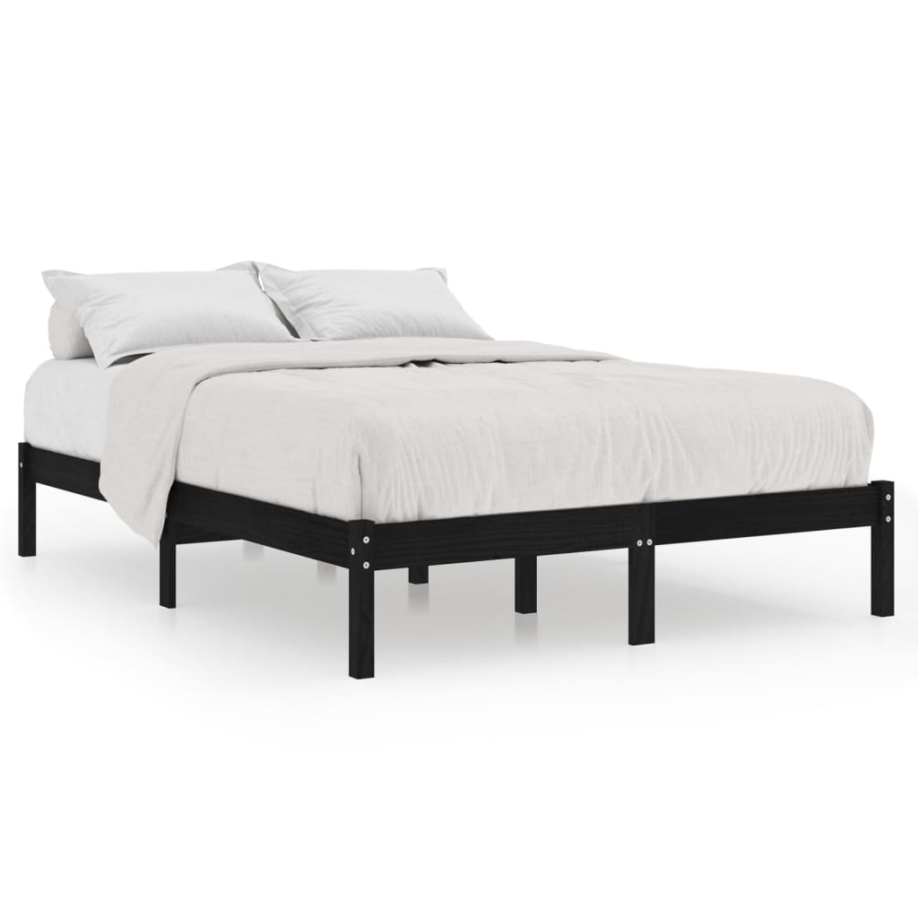 810031 vidaXL Bed Frame without Mattress Black Solid Wood 160x200 cm