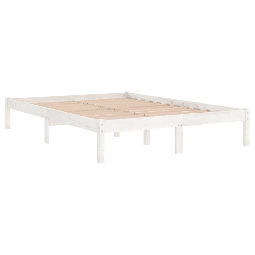 Bed Frame | White | Solid pine wood | 200x200 cm | Durable | Bed Frame