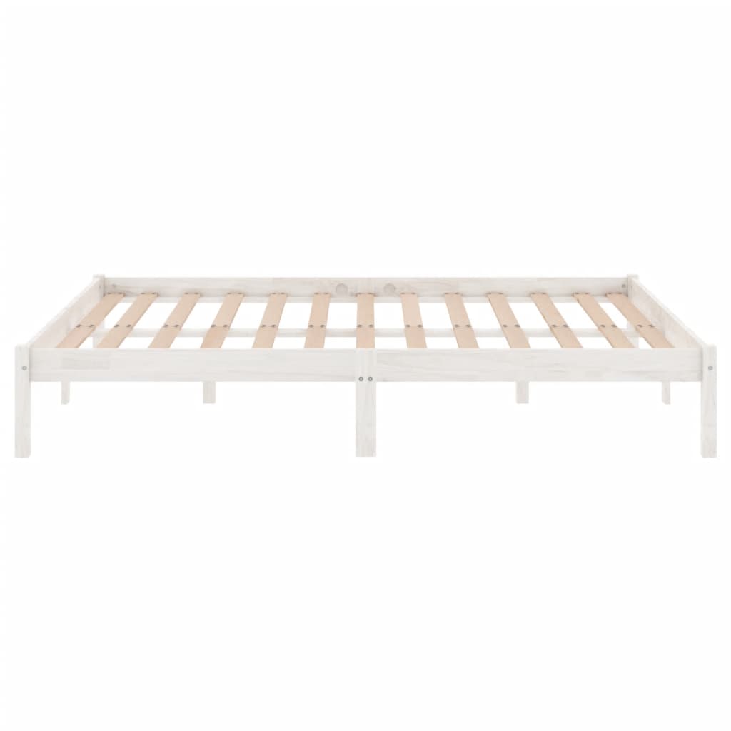 Bed Frame | White | Solid pine wood | 200x200 cm | Durable | Bed Frame