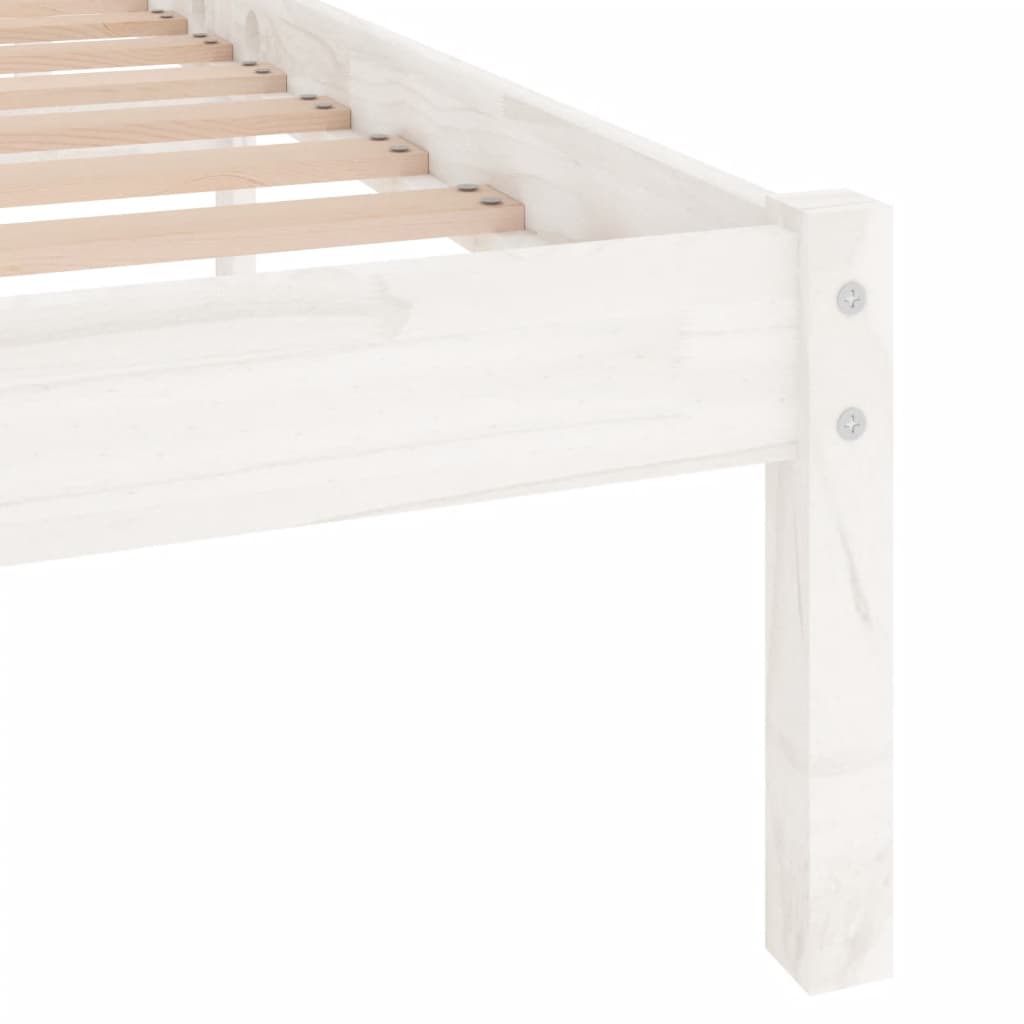 Bed Frame | White | Solid pine wood | 200x200 cm | Durable | Bed Frame