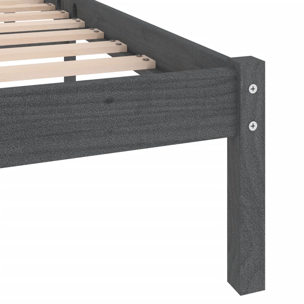 Bed Frame | Grey | Solid pinewood | 200 x 200 cm | Durable | Bed Frame