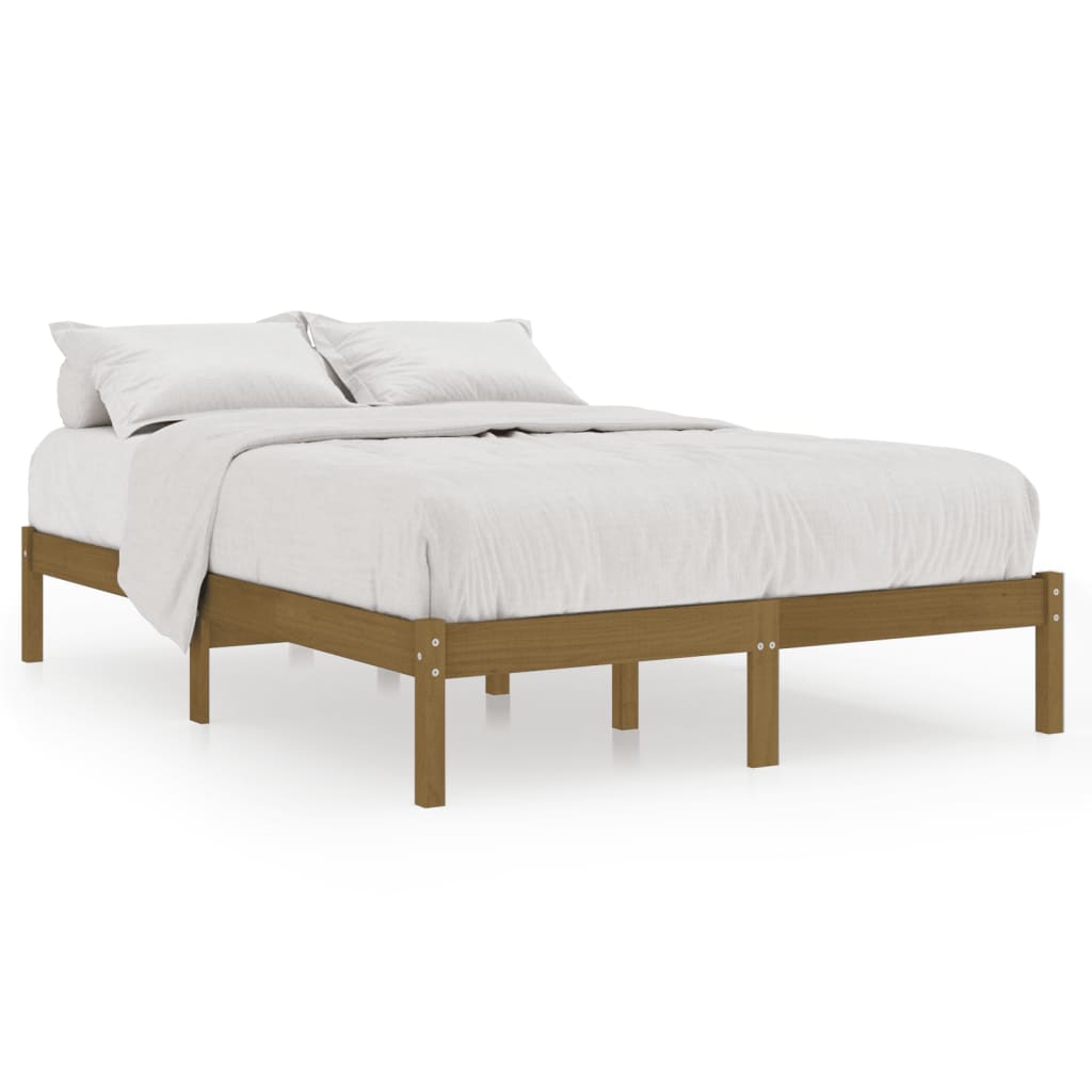 Bed Frame | Honey brown | Solid pine wood | 200x200 cm | Durable