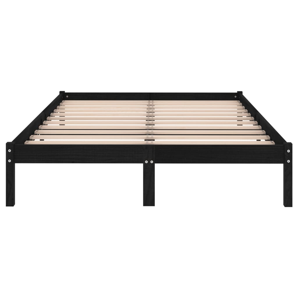Bed Frame | Black | Solid pinewood | 200x200 cm | Bed Frame | Rectangular