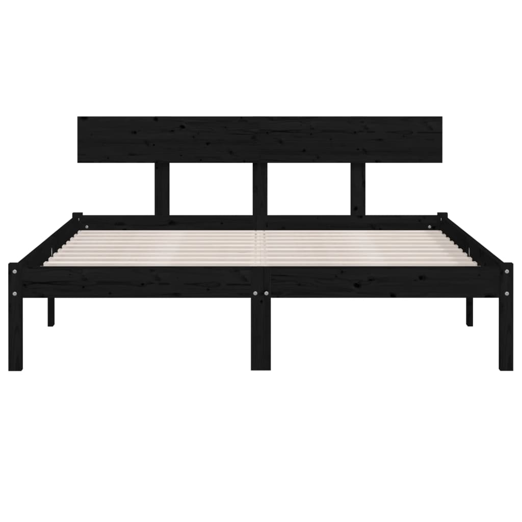 Bed Frame | Black | Solid pine wood | Double | Durable | Bed Frame