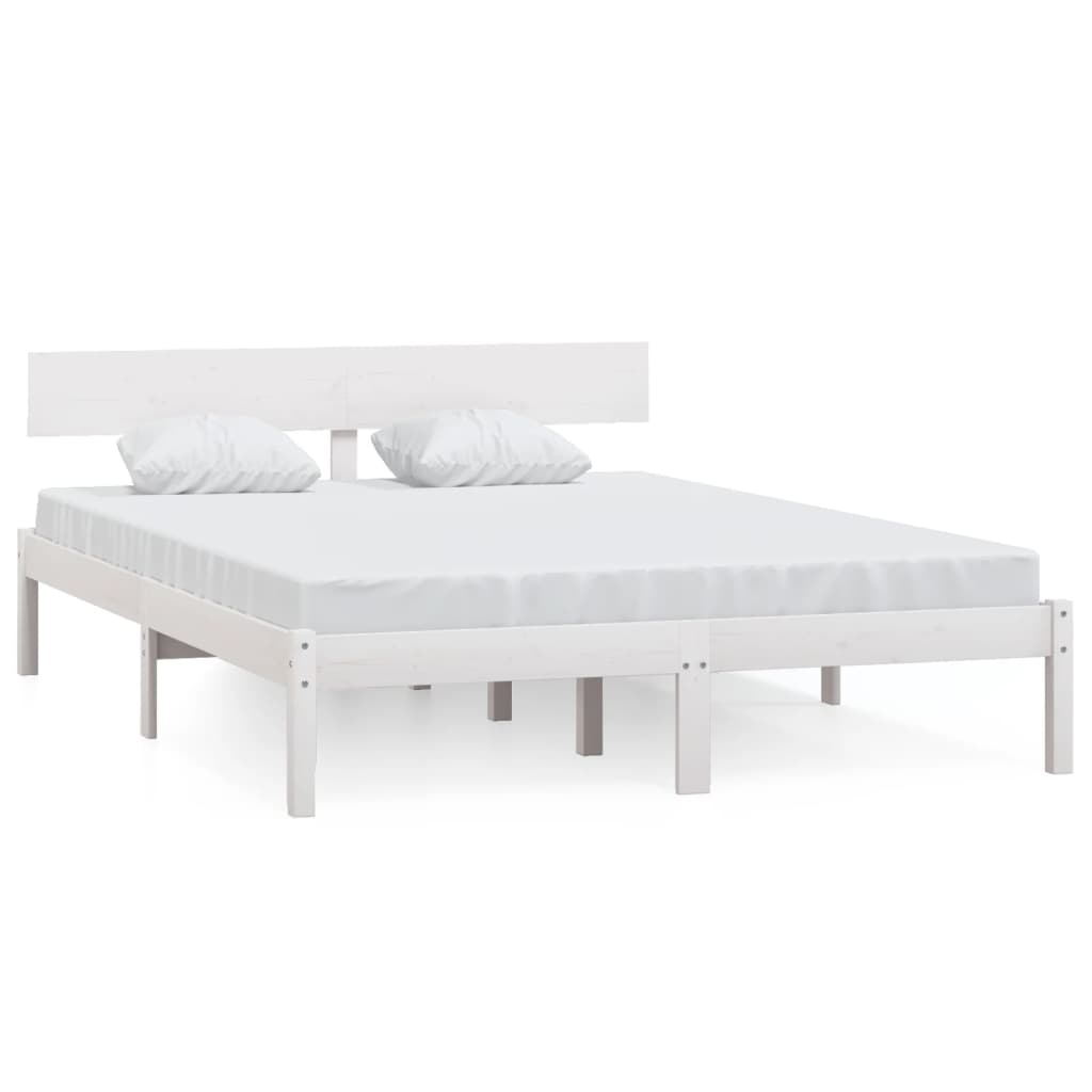 Bed Frame | White | Solid Pinewood | Double | Durable | Bed Frame