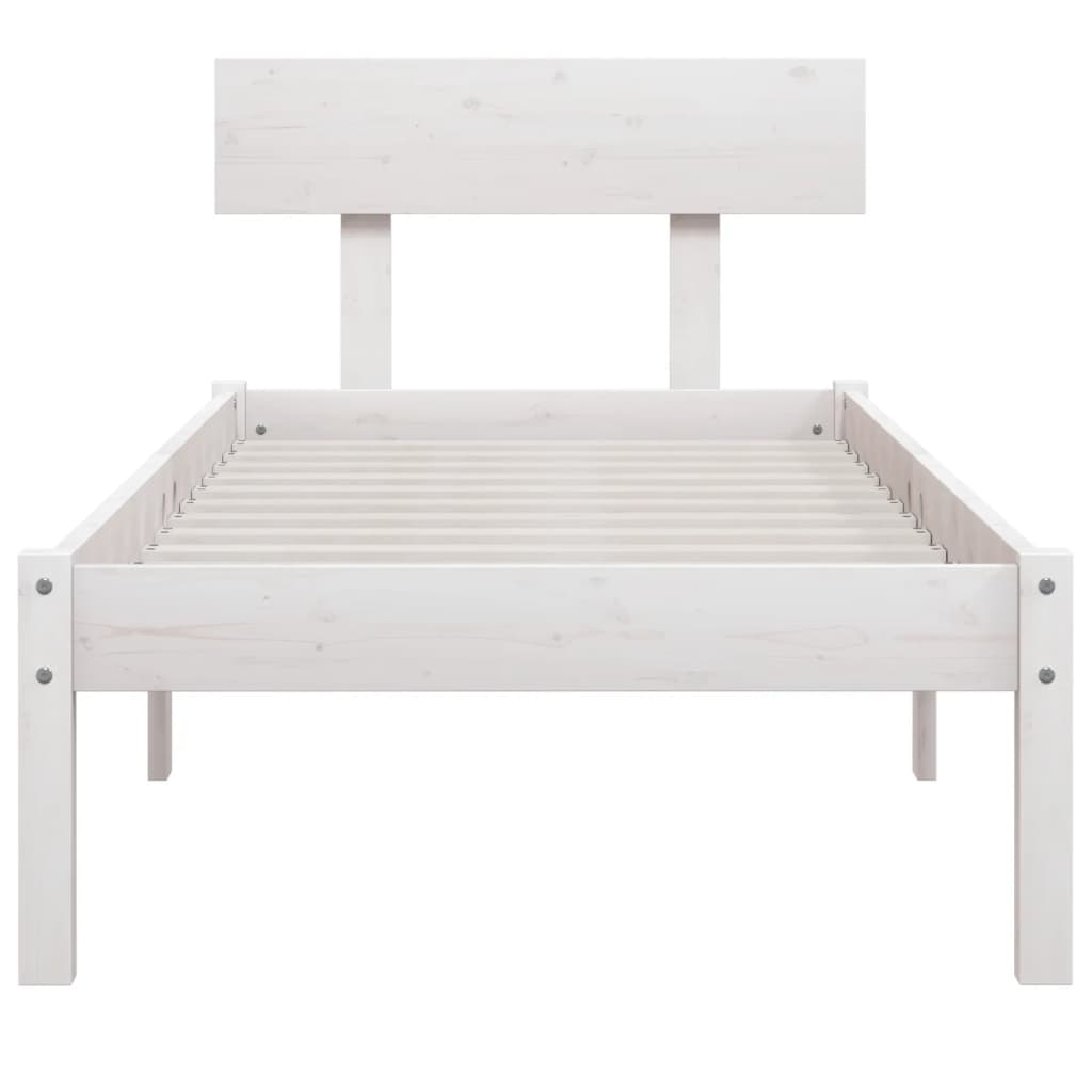 Bed Frame without Mattress White Solid Wood 90x200 cm