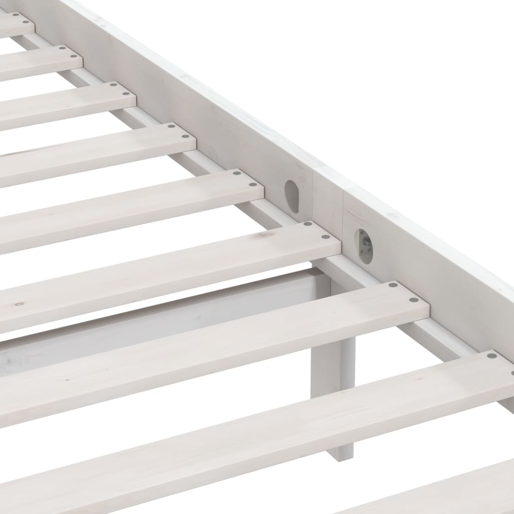 Bed Frame without Mattress White Solid Wood 90x200 cm