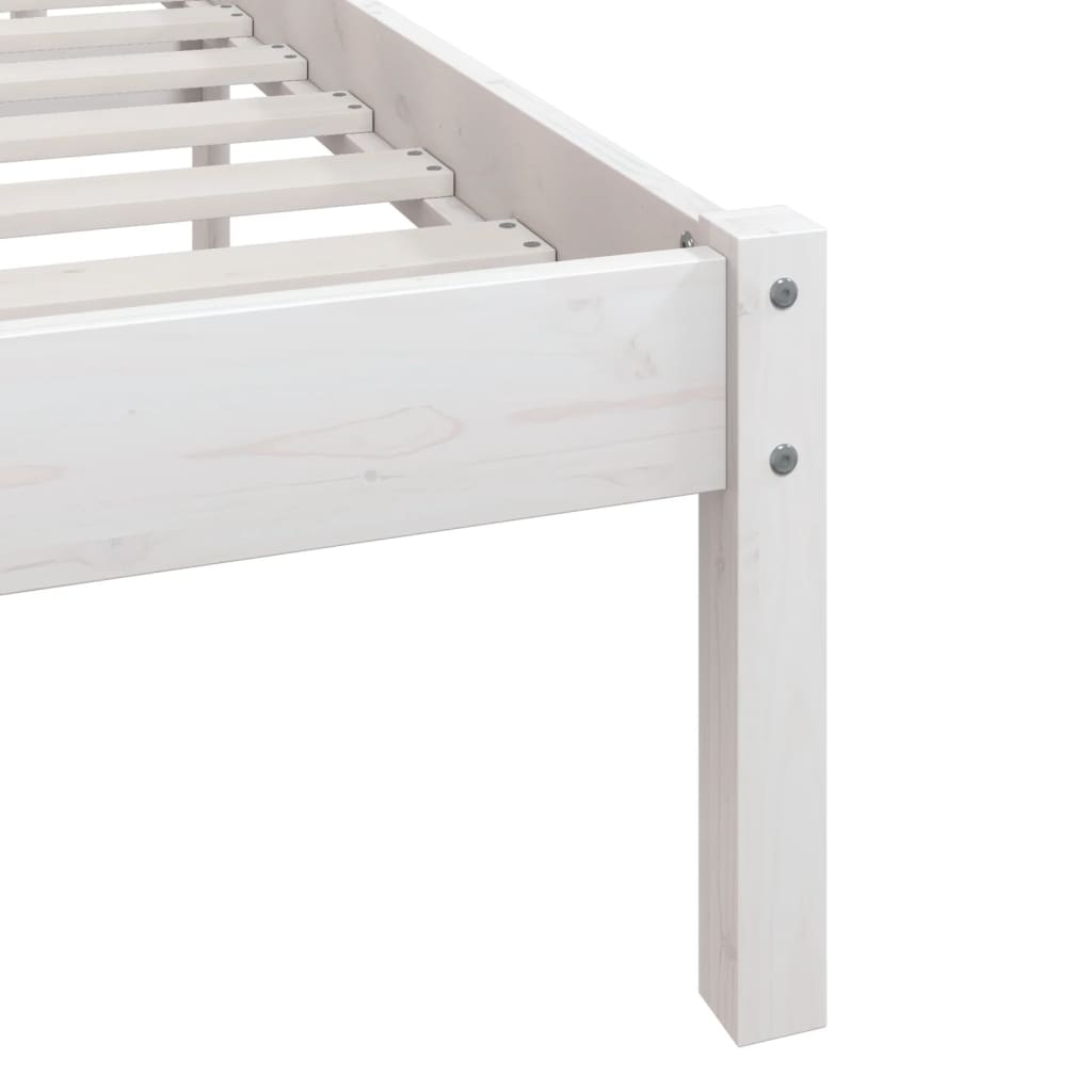 Bed Frame without Mattress White Solid Wood 90x200 cm