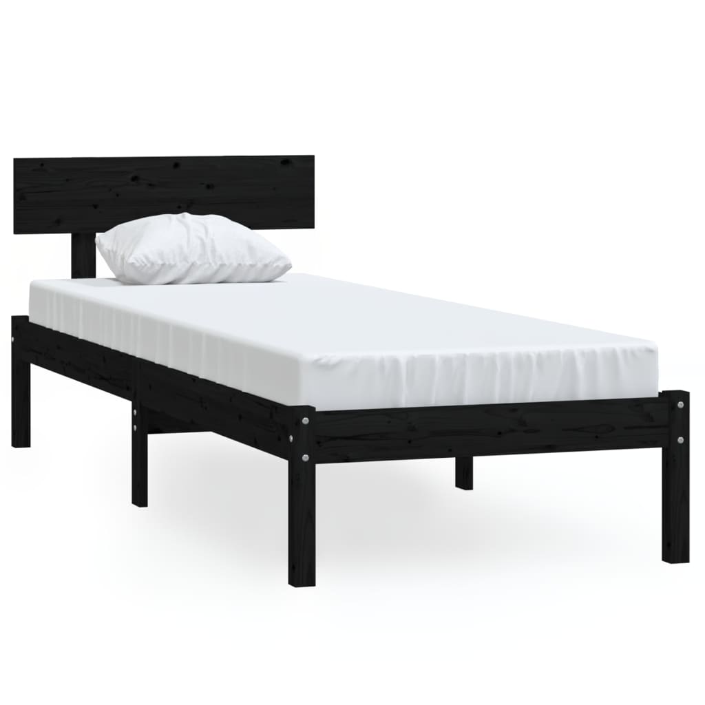 Bed Frame | Black | Solid pinewood | Single | Durable | Bed Frame