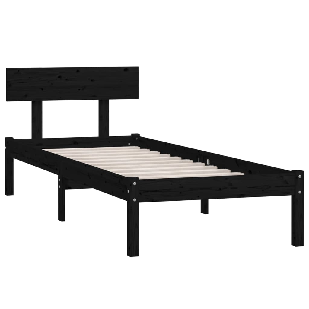 Bed Frame | Black | Solid pinewood | Single | Durable | Bed Frame