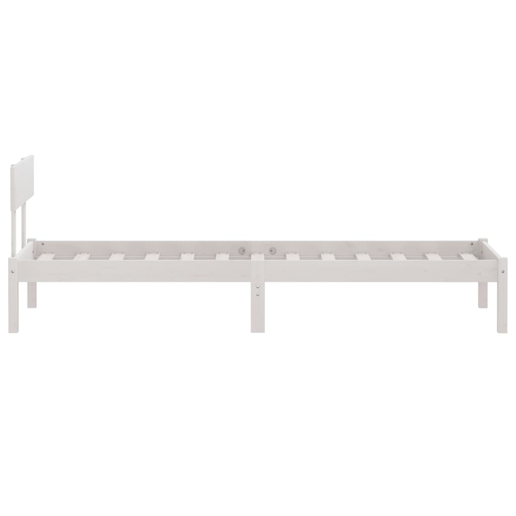 Bed Frame without Mattress White Solid Wood 100x200 cm