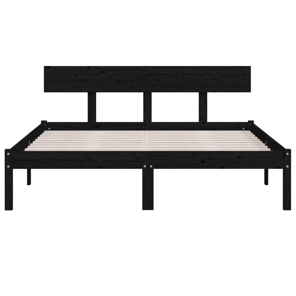 vidaXL Bed Frame without Mattress Black Solid Wood 140x200 cm