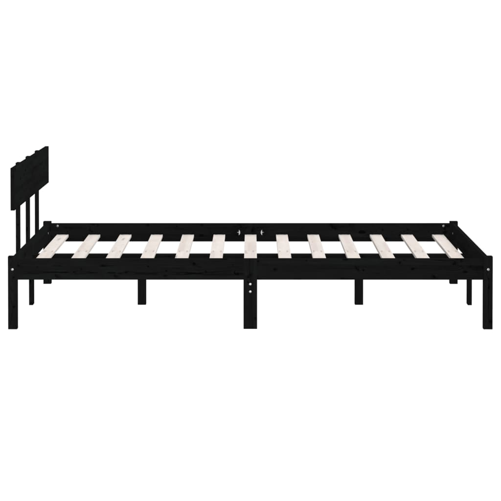 vidaXL Bed Frame without Mattress Black Solid Wood 140x200 cm