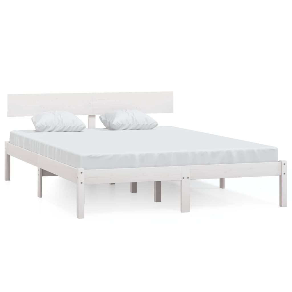 Bed Frame | White | Solid Pine Wood | King Size | Classic/Traditional
