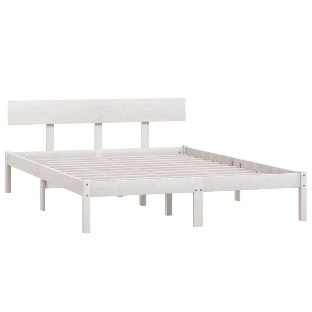 Bed Frame | White | Solid Pine Wood | King Size | Classic/Traditional