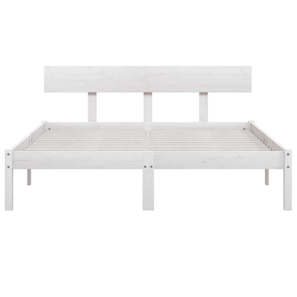 Bed Frame | White | Solid Pine Wood | King Size | Classic/Traditional