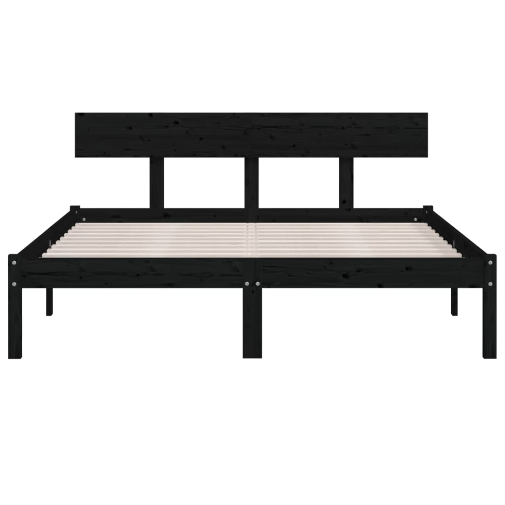 Bed Frame | Black | Solid pinewood | King | Durable | Bed Frame