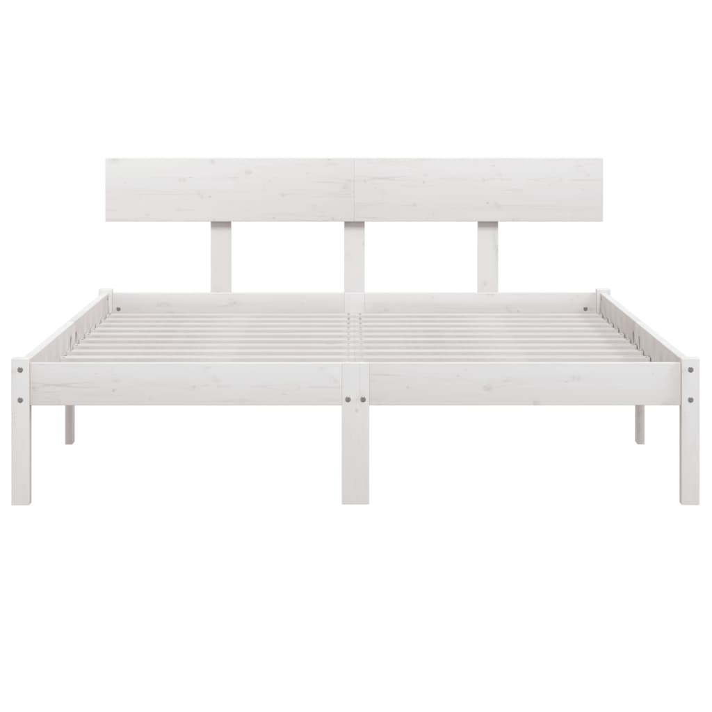 Bed Frame | White | Solid Pine Wood | Double | Durable | Bed Frame