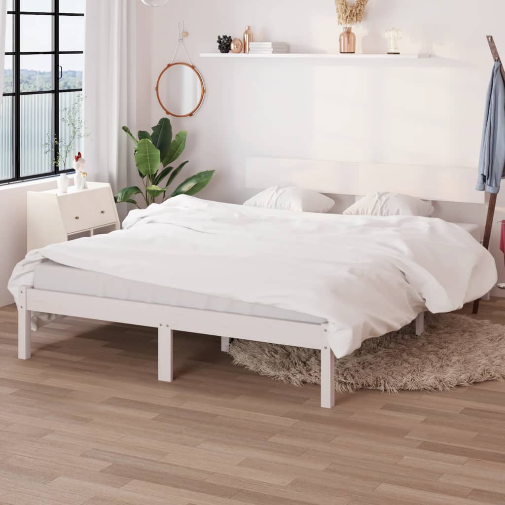 Bed Frame | White | Solid Pine Wood | Double | Durable | Bed Frame