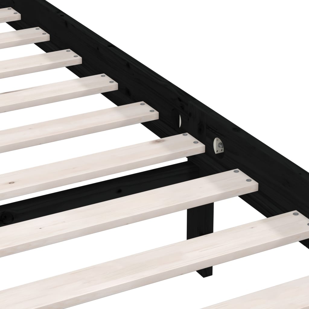 Bed Frame | Black | Solid Pinewood | Double | Sturdy | Bed Frame
