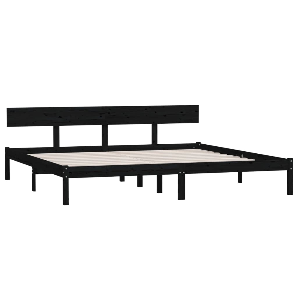 vidaXL Bed Frame without Mattress Black Solid Wood Super King