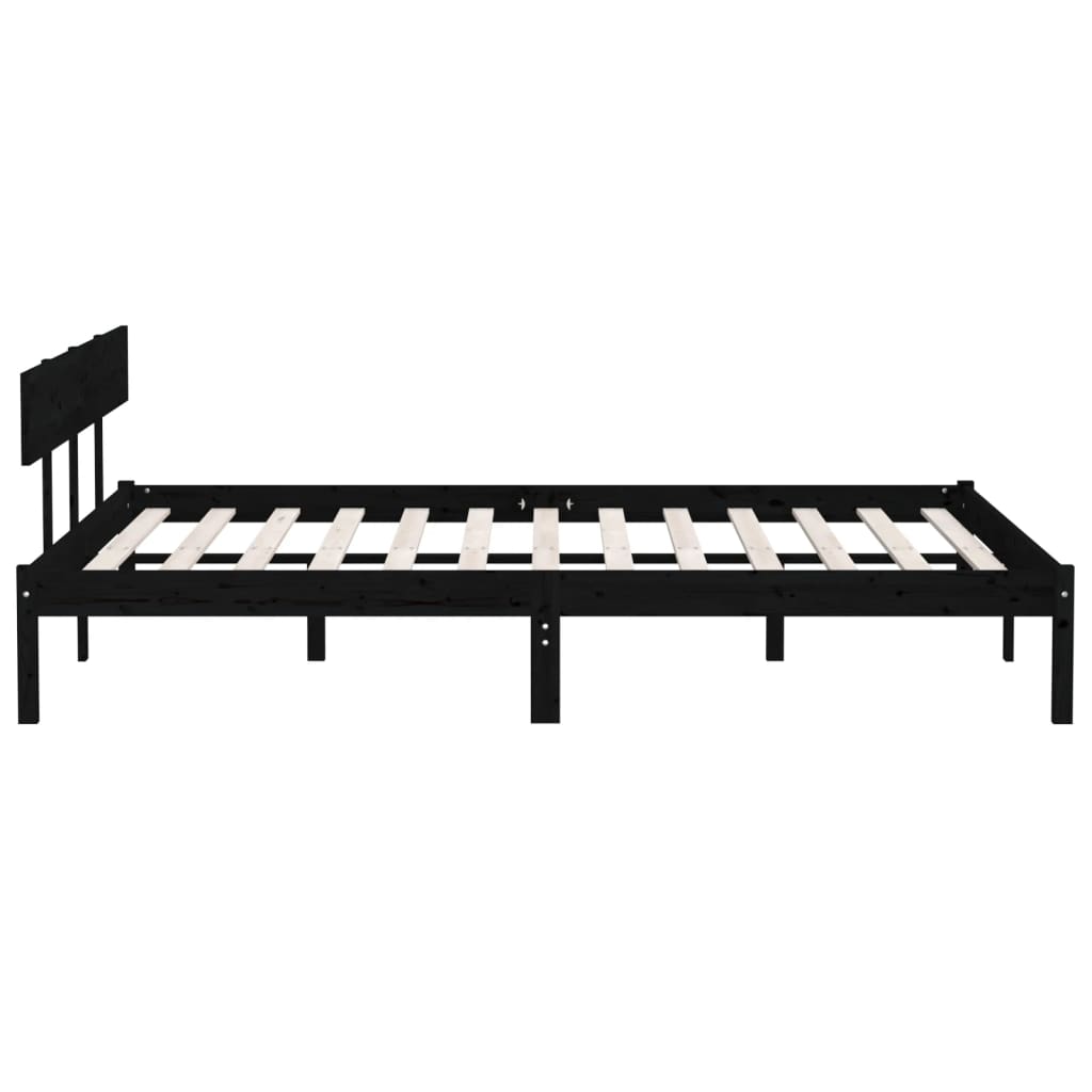 vidaXL Bed Frame without Mattress Black Solid Wood Super King