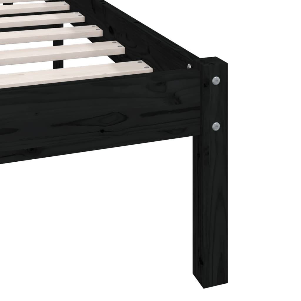 vidaXL Bed Frame without Mattress Black Solid Wood Super King