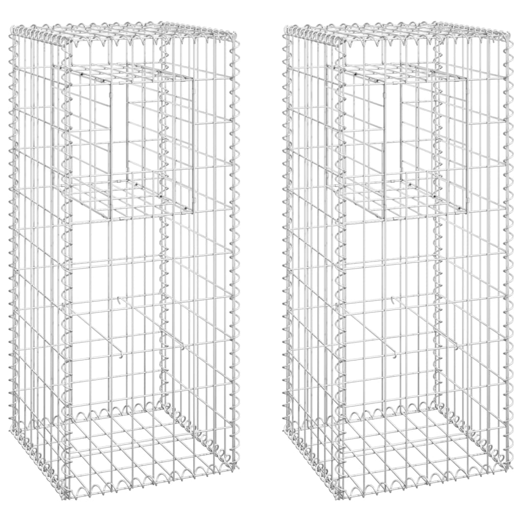 vidaXL Gabion Basket Posts 2 pcs 40x40x100 cm Iron