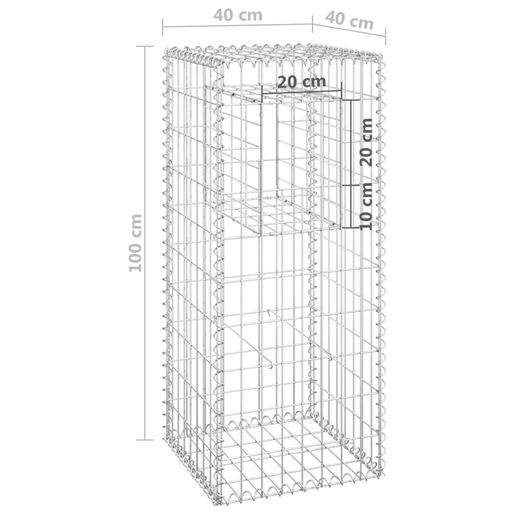 vidaXL Gabion Basket Posts 2 pcs 40x40x100 cm Iron