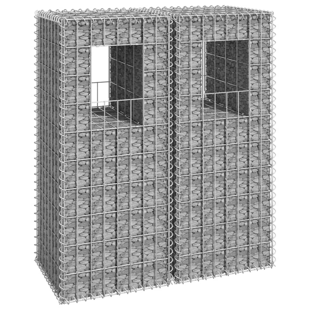 vidaXL Gabion Basket Posts 2 pcs 40x40x100 cm Iron