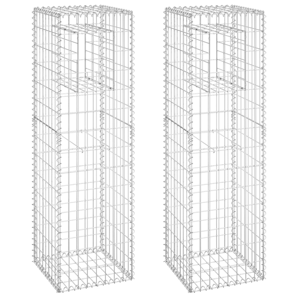 vidaXL Gabion Basket Posts 2 pcs 40x40x140 cm Iron