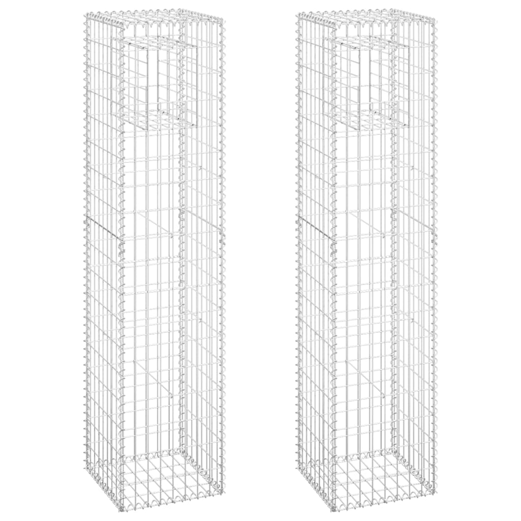 vidaXL Gabion Basket Posts 2 pcs 40x40x180 cm Iron