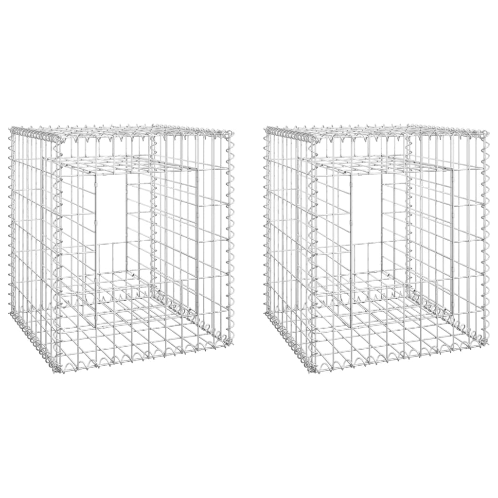 vidaXL Gabion Basket Posts 2 pcs 50x50x60 cm Iron