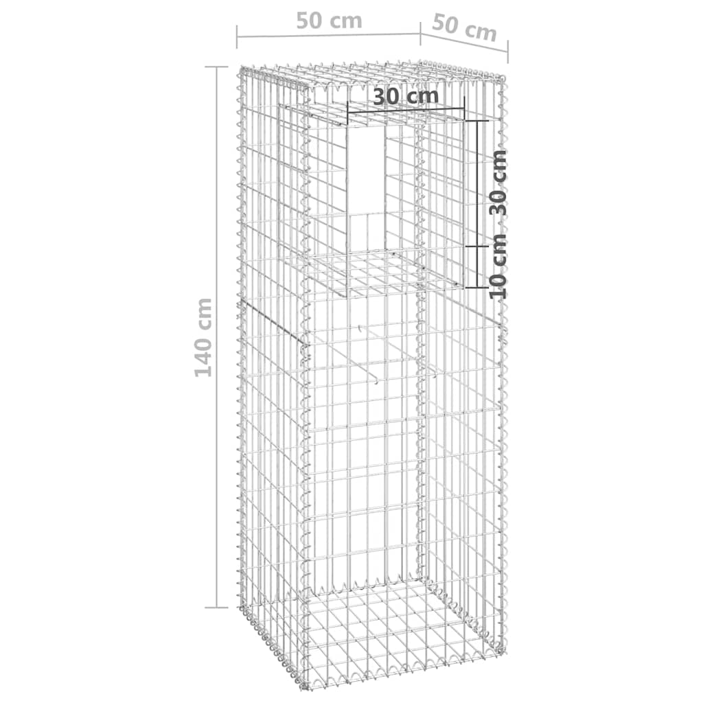 Gabion Basket Post 50x50x140 cm Iron