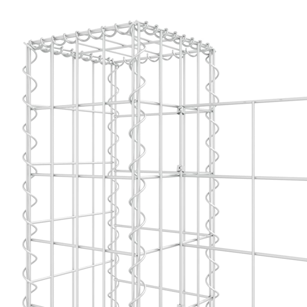 vidaXL U-shape Gabion Basket with 3 Posts Iron 260x20x100 cm