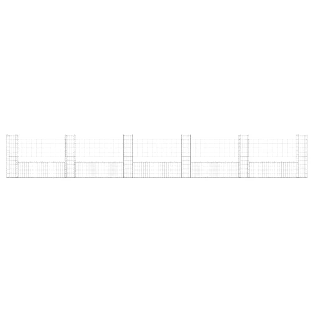 U-shape Gabion Basket with 6 Posts Iron 620x20x100 cm