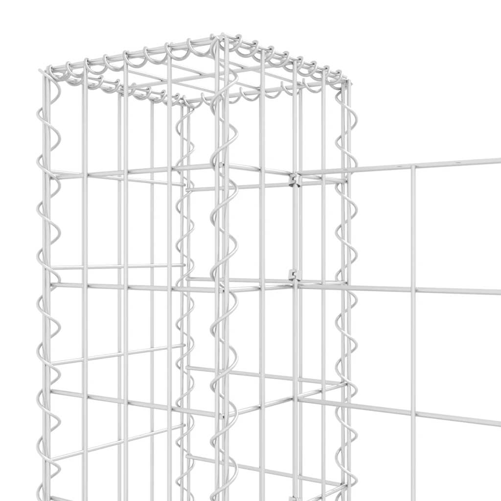 U-shape Gabion Basket with 6 Posts Iron 620x20x100 cm