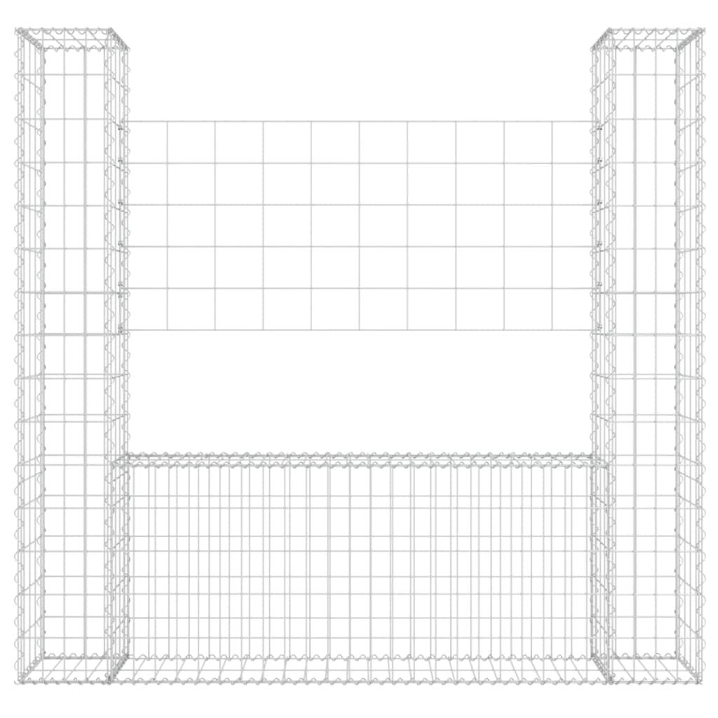 vidaXL U-shape Gabion Basket with 2 Posts Iron 140x20x150 cm