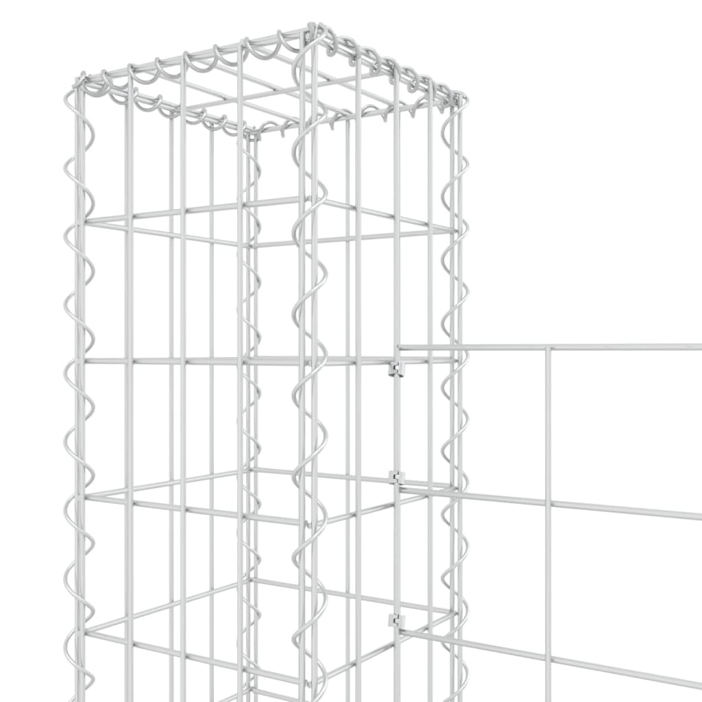 vidaXL U-shape Gabion Basket with 4 Posts Iron 380x20x150 cm