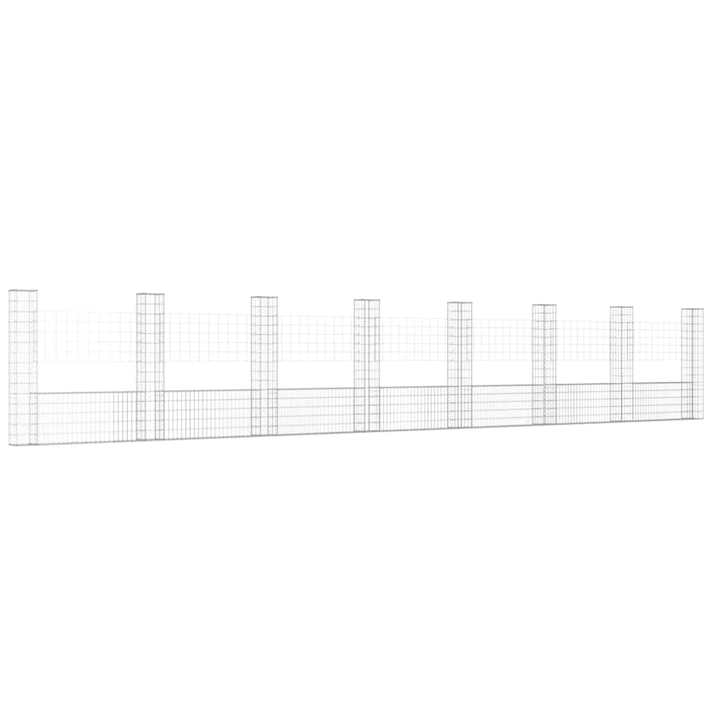 U-shape Gabion Basket with 8 Posts Iron 860x20x150 cm