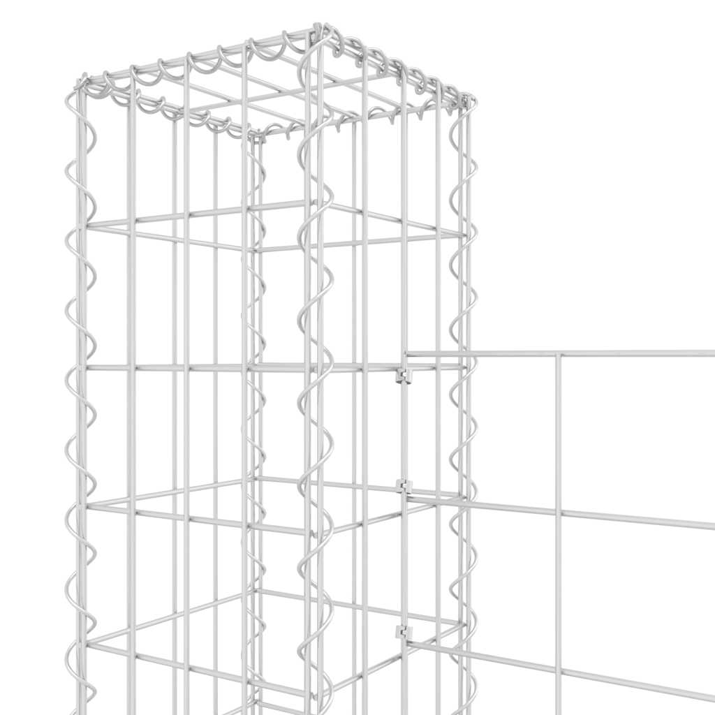 U-shape Gabion Basket with 8 Posts Iron 860x20x150 cm
