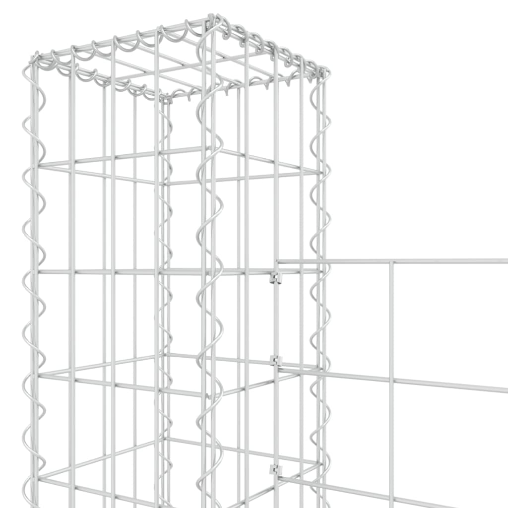 vidaXL U-shape Gabion Basket with 4 Posts Iron 380x20x200 cm