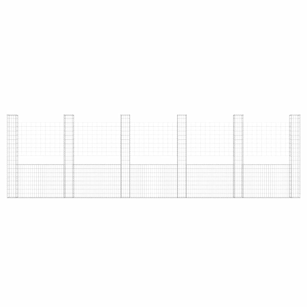 U-shape Gabion Basket with 6 Posts Iron 620x20x200 cm