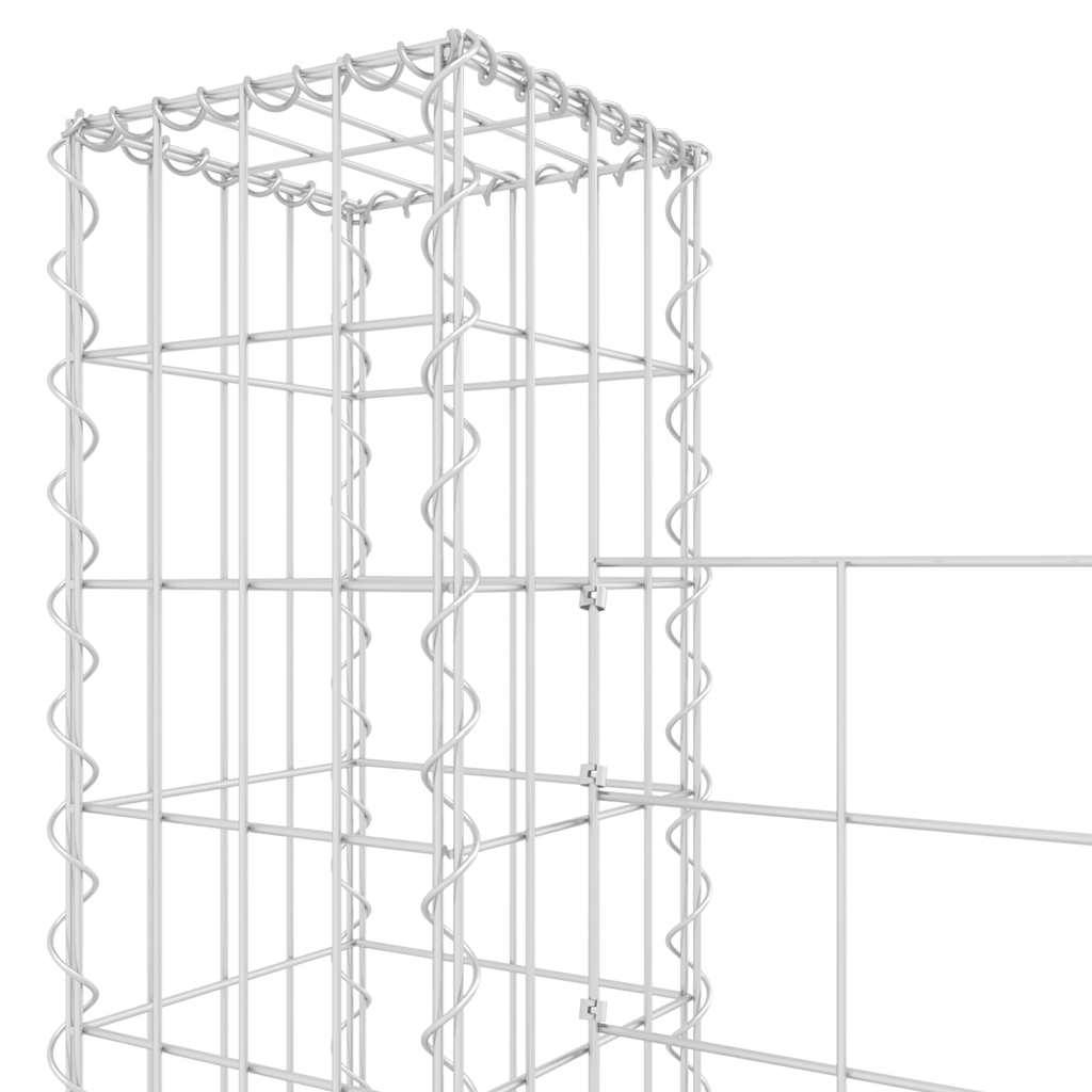 U-shape Gabion Basket with 6 Posts Iron 620x20x200 cm