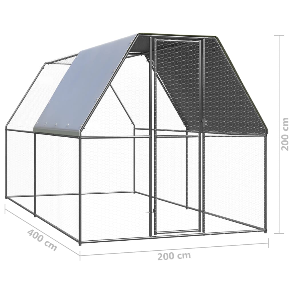 Outdoor Chicken Cage 2x4x2 m Galvanised Steel