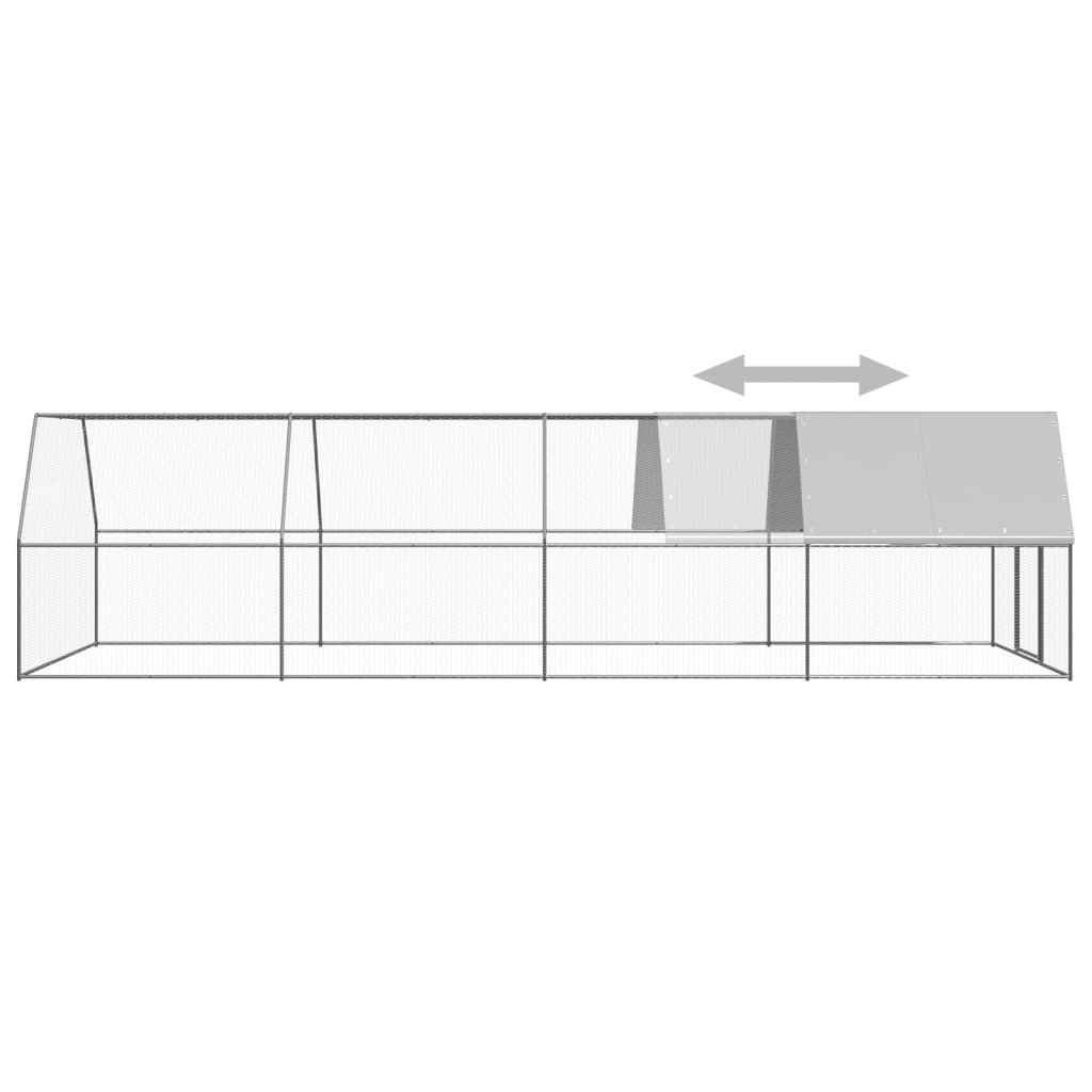 vidaXL Outdoor Chicken Cage 3x8x2 m Galvanised Steel