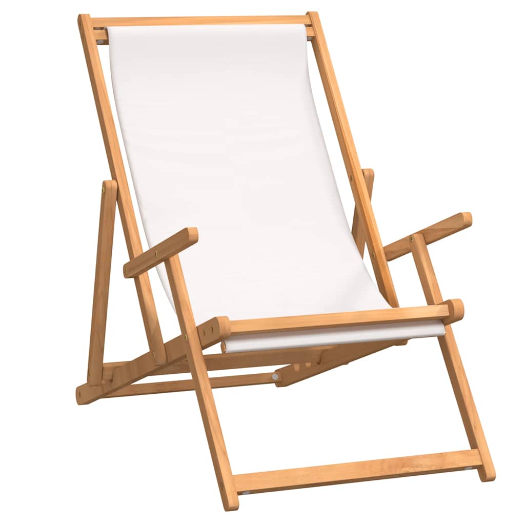 Beach Chair | Cream | Solid teak wood, polyester fabric | Standard