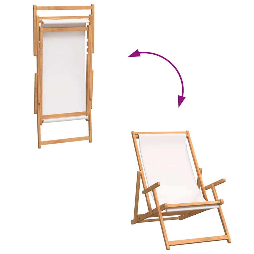 Beach Chair | Cream | Solid teak wood, polyester fabric | Standard