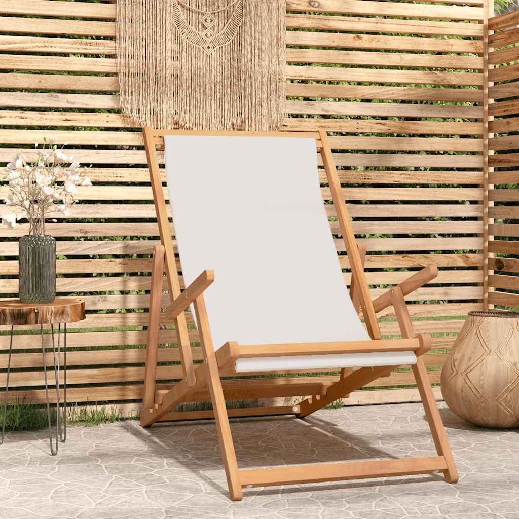 Beach Chair | Cream | Solid teak wood, polyester fabric | Standard